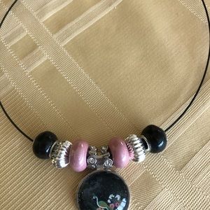 Hand made bezel snd beads necklace